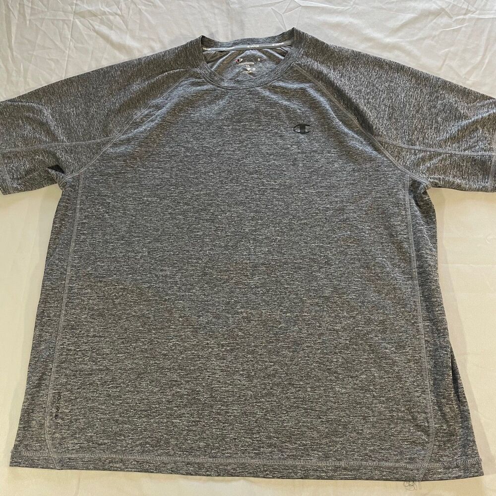 Champion Vapor Performance Short Sleeve T Shirt Gray Polyester Men's Size XL